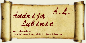 Andrija Lubinić vizit kartica